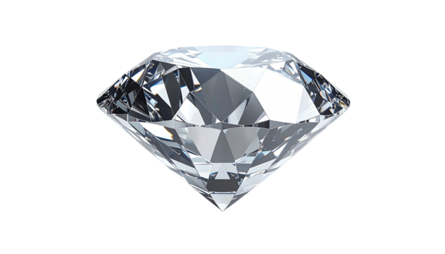 Gleaming diamond's facets reflect light against a black background - Powered by Adobe