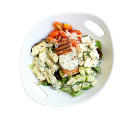 greek salmon salad with creamy dijion dressing