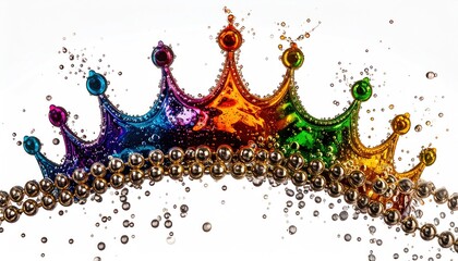 Rainbow Liquid Crown Splash with Beads
