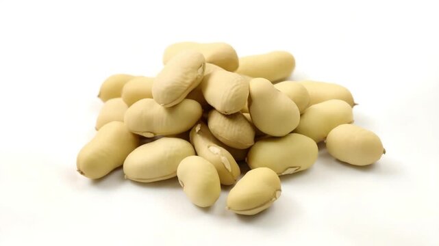 Pile of lima beans isolated on white background, showcasing their creamy color