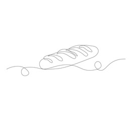 One continuous line drawing of white bread. cafe concept suitable for bakery logo. Vector illustration. white background