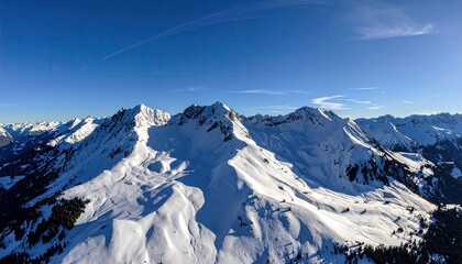 Aerial View of Snow Covered Mountain Range