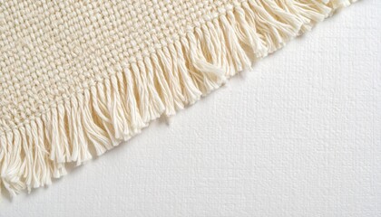 Off-White Fabric Texture with Selvedge Fringe Detail