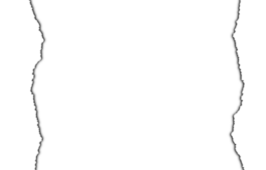 A stark black abstract shape with rough torn edges against a clean white background representing a void or negative space