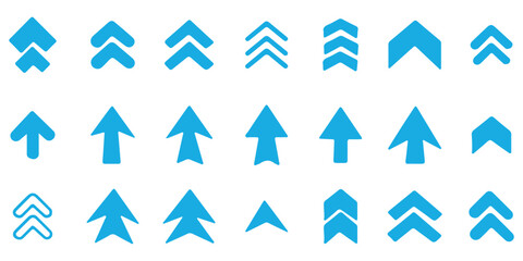 Set swipe up arrows icons. Different black arrows sign upwards. Scroll or swipe up. Graphic vector elements for web, applications, infographic, social media. Collection of swipe up icons arrows