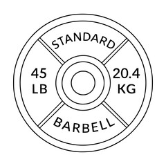 Standard 45 LB Barbell Weight Plate Design for Strength Training and Fitness Promotions, Scalable Vector