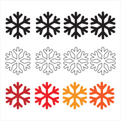 Collection of colorful snowflake icons for winter designs set and bundle silhouette art vector design