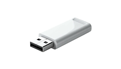 White USB flash drive against a black background