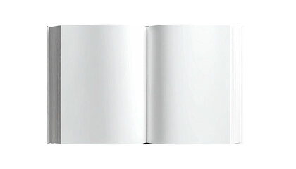 Open, blank book with white pages. Simple, clean aesthetic