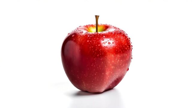 Shiny red apple isolated on white background, ready to be enjoyed as a snack