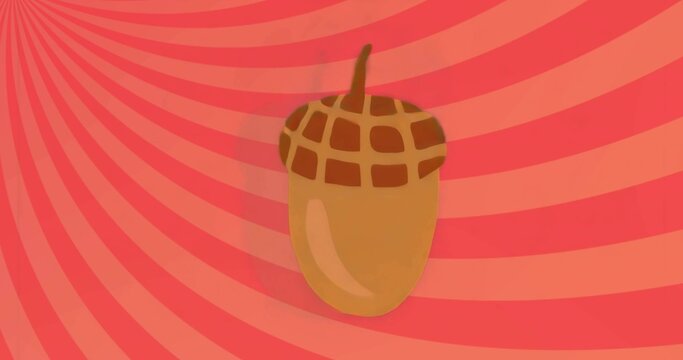 Centering acorn in digital art with red-pink swirl background, showing textured cap and smooth body - Powered by Adobe