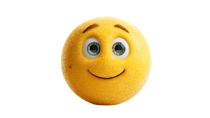 Cheerful yellow emoji with a warm smile radiating positive vibes instantly isolated on transparent background