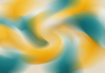 Abstract 3D Shapes in Yellow, Teal, and White on Cream Backdrop Modern Art