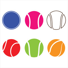 Colorful tennis balls in various colors, a fun and playful design set and bundle silhouette art vector design
