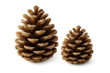 Pair of pinecones on transparent background providing natural autumn and winter decor elements