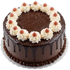  cake decorated whipped cream,aerial view on white isolated