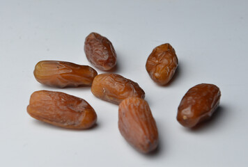 Tunisian Deglet Nour Dates on White Background