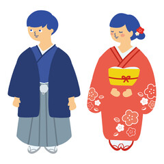 袴の男性と着物の女性