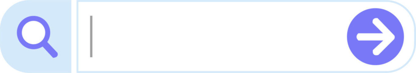Empty Search Input Bar with Magnifying Glass and Go Button Interface Element