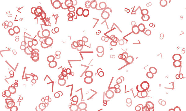 Scattered red numbers floating in the air, isolated on transparent background - Powered by Adobe