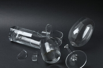 Fragments of broken glass on a black background
