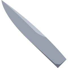 A Sharp Silver Kitchen Knife Blade with a Subtle Shadow and a Smooth Metallic Texture on a Transparent Background