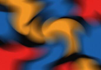 Abstract Background with Red, Blue, Yellow Fluid Blob Shapes on Black