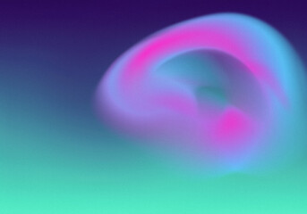 Abstract Doughnut Shape With Blue and Pink Gradient Floating on Gradient Backdrop