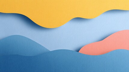 Abstract paper cutout background with layered pastel waves studio digital art modern artistic concept
