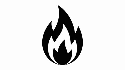 Simple black flame icon on white background