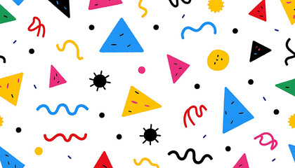 Colorful Geometric Abstract Pattern with Shapes on White Background