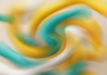 Abstract Arrangement of Spheres & Rounded Rectangles in Yellow, Teal, and White