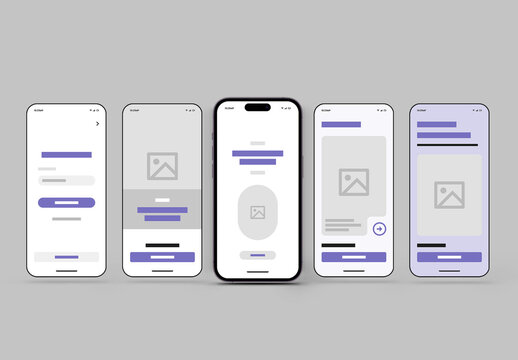 Modern Mobile App UI Wireframe Template for UX Design