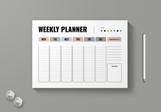 Modern Weekly Landscape Planner Template Design Layout