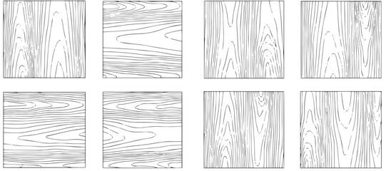 Line art wood grain textures for design projects, a collection of natural patterns set