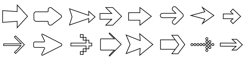 Arrow vector icon set. Sign direction illustration sign collection. Pointer symbol or logo.