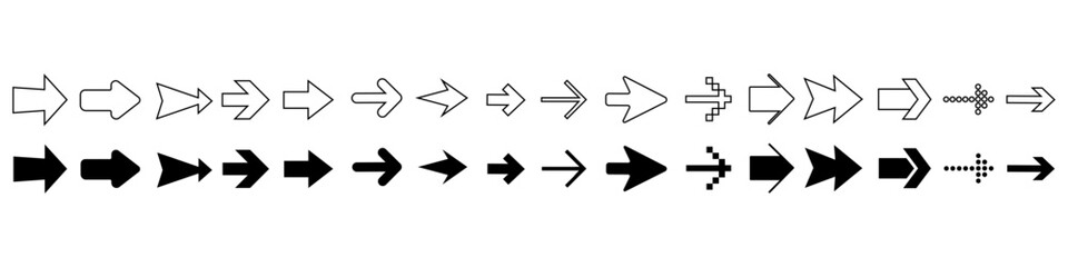 Arrow vector icon set. Sign direction illustration sign collection. Pointer symbol or logo.