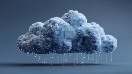 3D render of a cloud with a padlock icon