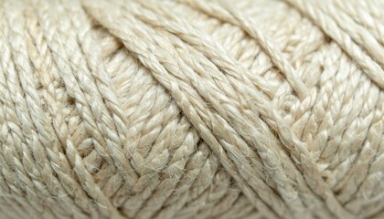 Cream Linen Yarn Texture Close-Up