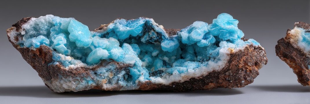 Hemimorphite Beauty: A Stunning Calamine Gemstone Collection with Turquoise and Azure Hues in a Geode Showcase