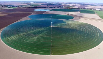 Aerial View of Green Circular Irrigation Fields