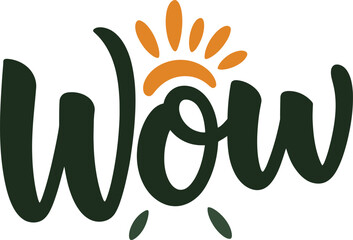 Obraz premium Wow logo playful handwritten text creative design lettering calligraphic phrase illustration