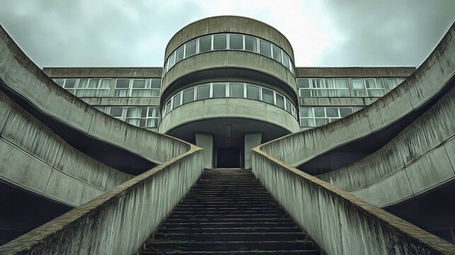 Academy building in Parametricism style architecture in an urban environment cityscape