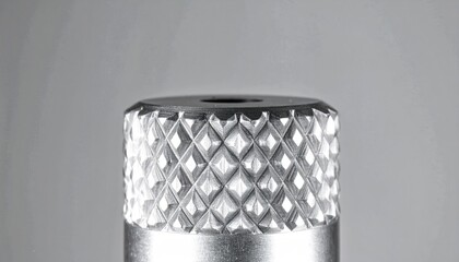 Closeup of Knurled Metal Cylinder with Crosshatch Pattern