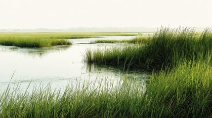 Lush Cordgrass Flourishing in a Vibrant South Carolina Coastal Marsh Ecosystem