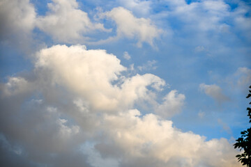 Soft white clouds drifting across a blue sky