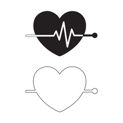Heartbeat pulse line with heart shape for medical design set and bundle silhouette art vector design