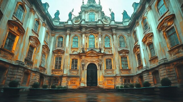 Administrative building in Renaissance style architecture in an urban environment cityscape