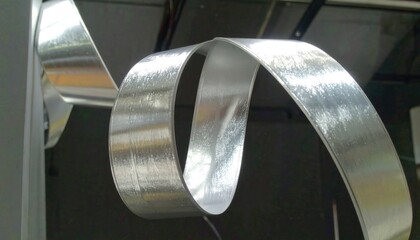 Brushed Aluminum Satin Ribbon Arc: Silver Metallic Texture