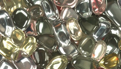 Reflective Chrome Jelly Blobs Seamless Pattern